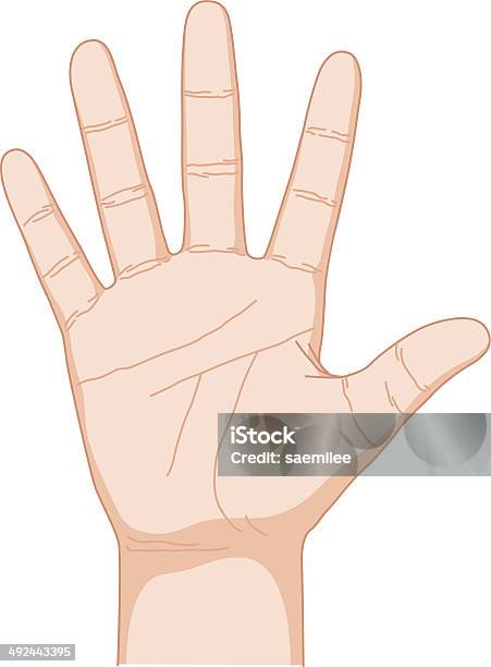 Five Stock Illustration - Download Image Now - Palm of Hand, Drawing - Art Product, Number 5