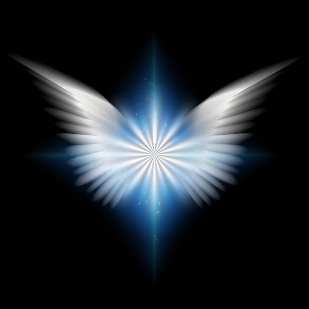 Angel White wings and radiating light innocence photos stock pictures, royalty-free photos & images