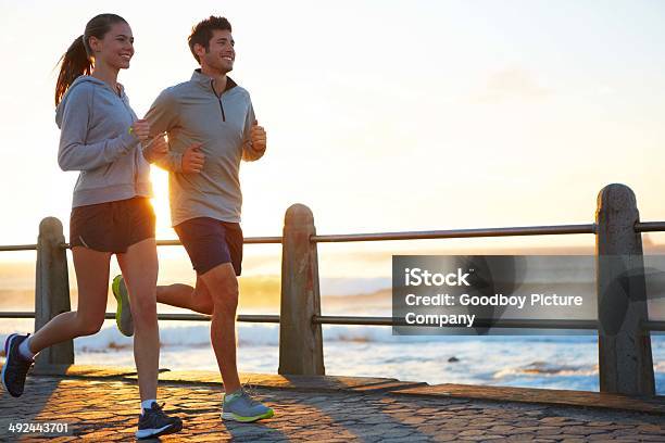 Sticking To Their Exercise Routine While On Vacation Stock Photo - Download Image Now