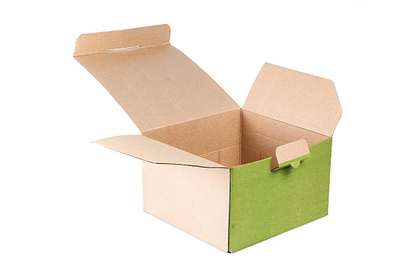 istock Cardboard box with flip open lid on white isolated 492445291