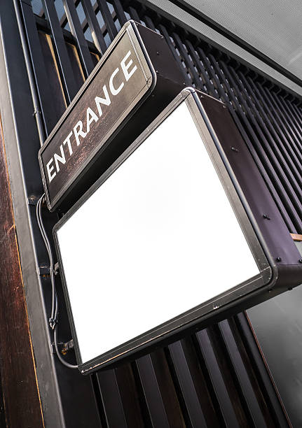 istock Entrance sign with blank advertisement board 492445425