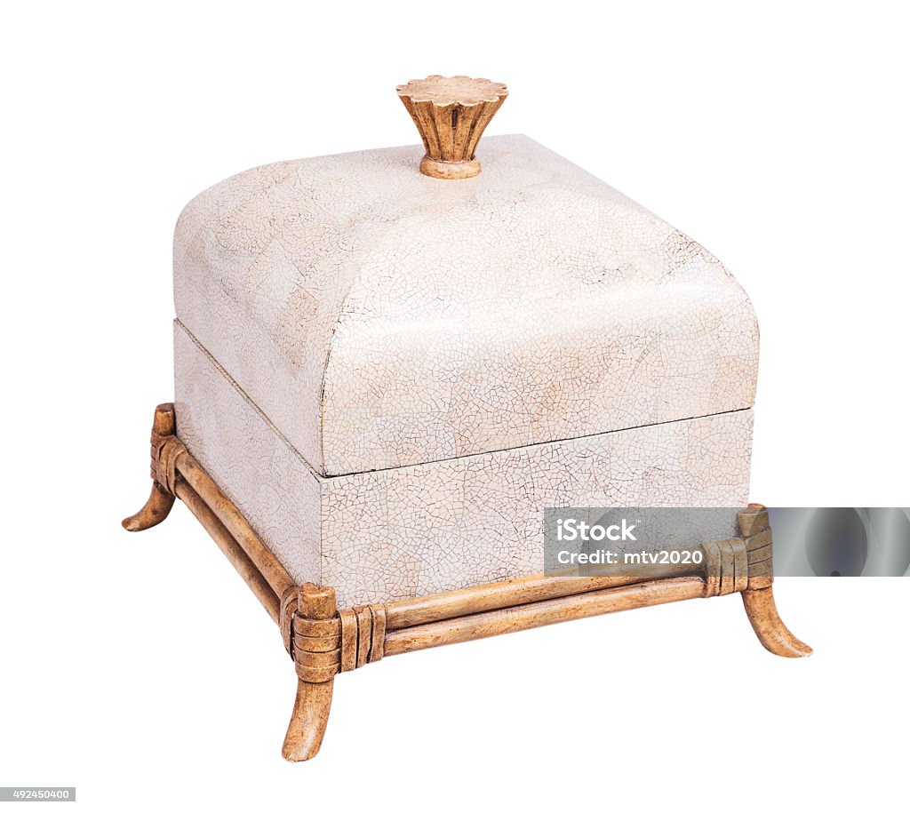 jewelry box cloused cream jewelry box with white background 2015 Stock Photo