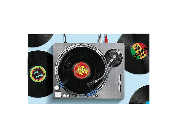 DJ Turntable DJ Turntable record player needle stock illustrations