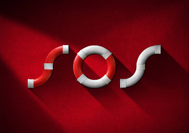 istock Sos Help Concept - Red and White Lifebuoys 492454030