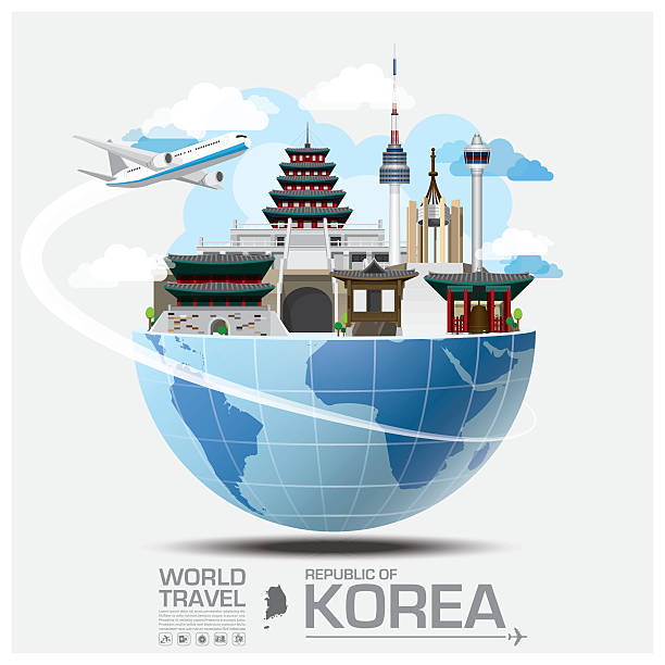 republika korei gród podróży i transportu grafika informacyjna - south korea stock illustrations