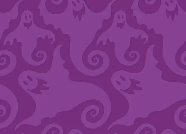 Vector illustration of Halloween spooky ghost seamless repeat vector pattern