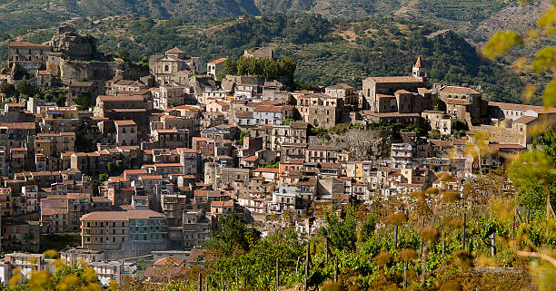 Castiglione di Sicilia in the territory of wine of Etna stock photo