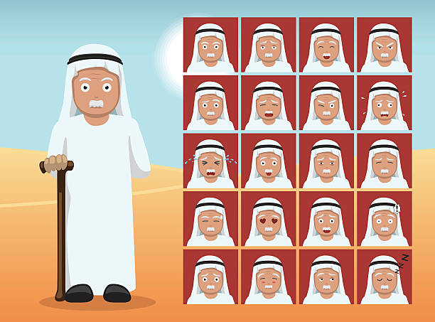 Arab Old Man Cartoon Emotion faces Vector Illustration Cartoon Emoticons EPS10 File Format clip art of a old man crying stock illustrations