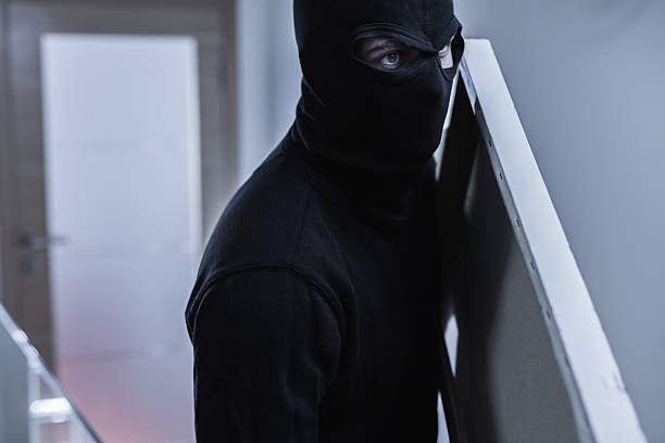 Robber stealing painting Close-up of robber in balaclava stealing painting thief photos stock pictures, royalty-free photos & images