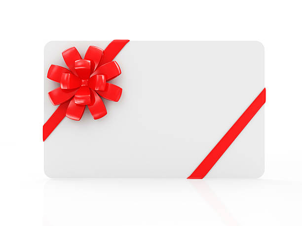 istock Empty Blank Gift Card with Red Ribbon and Bow 492459484
