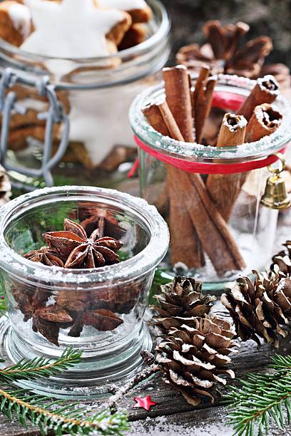 istock Christmas traditional spices and cookies on a festive rustic  table 492460052