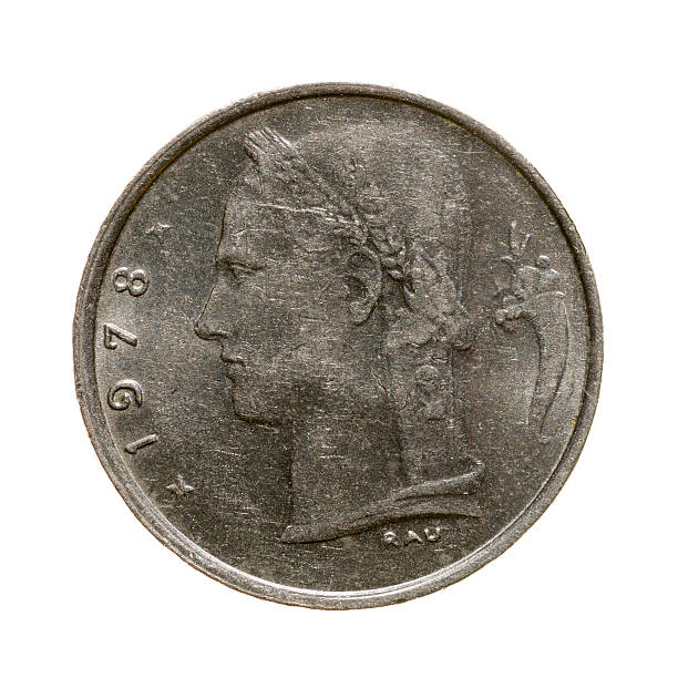istock one franc coin Belgium isolated on a white background. 492460076