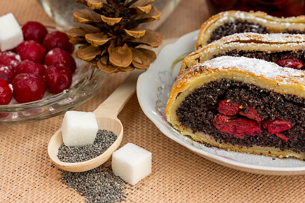 istock Poppy seed strudel with cherry 492462860