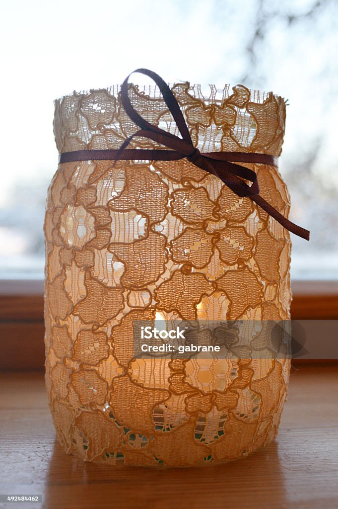 Decorative candle jar. Decorative candle jar. Inspiration and design idea. Christmas Stock Photo