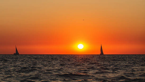 istock Sunset in an open black sea 492486272
