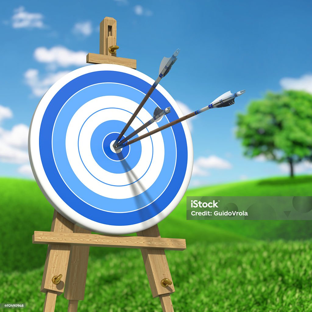 Three arrows on an archery target Very high resolution illustratione of three arrows on an archery target Sports Target Stock Photo