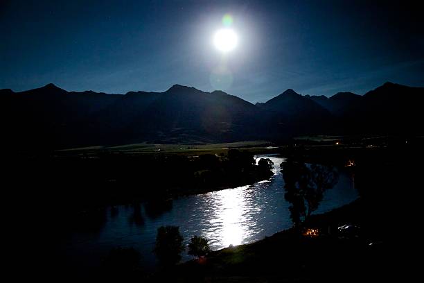 istock Blue Moon over the Yellowstone River 492491124