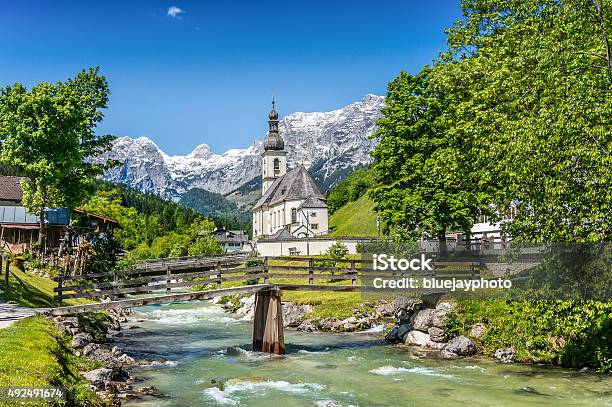 Kirche Ramsau River Berchtesgadener Land Bayern Deutschland Stockfoto und mehr Bilder von Berchtesgaden