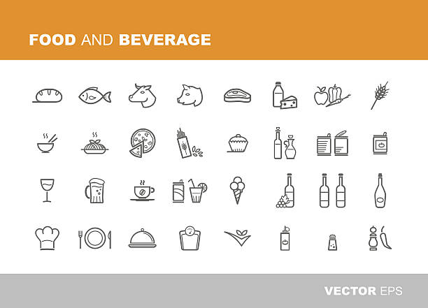 значки продуктов питания и напитков - wine vinegar stock illustrations