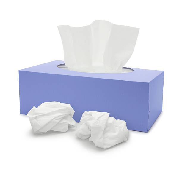 lenço de papel caixa - tissue box flu virus kleenex imagens e fotografias de stock