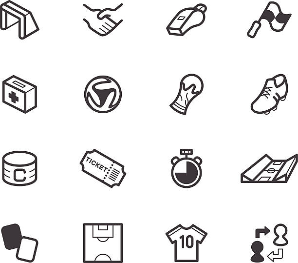 ワールドカップサッカーのアイコンセットベクトル黒の背景に白 - w杯点のイラスト素材／クリップアート素材／マンガ素材／アイコン素材