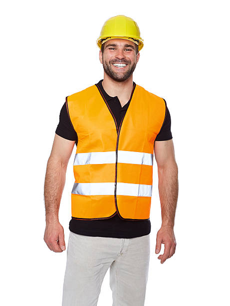 istock Portrait of smiling worker in a reflective vest 492495093