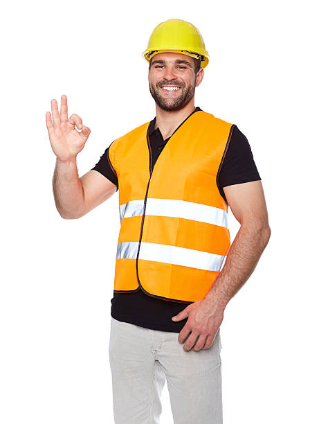istock Portrait of smiling worker in a reflective vest 492495099