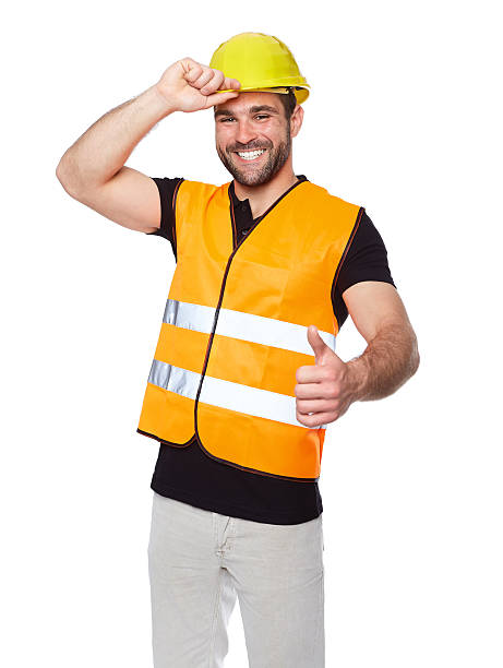istock Portrait of smiling worker in a reflective vest 492495101