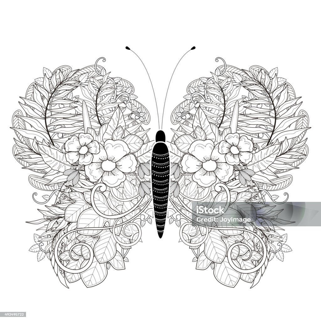 elegant butterfly coloring page elegant butterfly coloring page in exquisite style Mandala stock vector