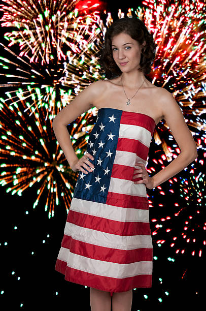 istock Woman Wrapped in a Flag 492497488