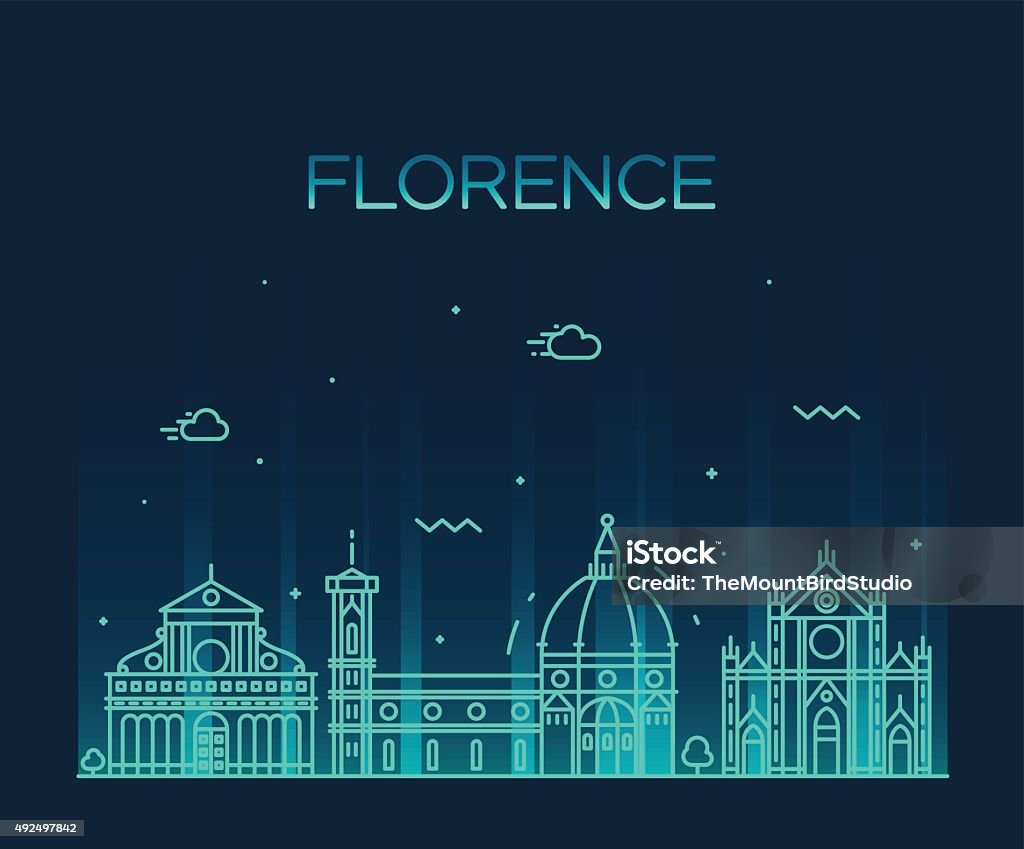 Florence skyline silhouette vector linear style Florence skyline detailed silhouette Trendy vector illustration linear style Architecture stock vector