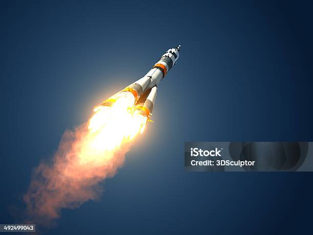 Carrier Rocket Soyuzfg Takes Off Stock Photo - Download Image Now - Rocketship, Taking Off - Activity, Space Mission