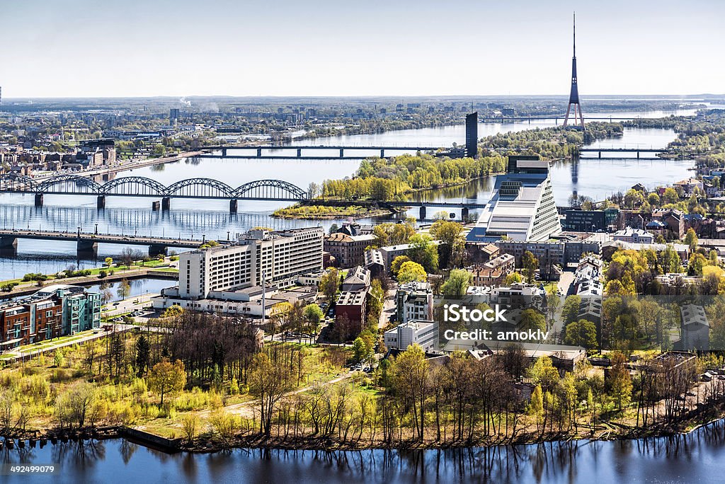 Panorama of Riga city. Latvia Riga Stock Photo