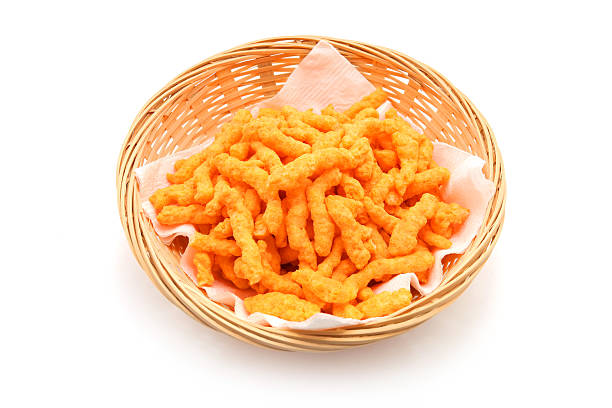istock Crunchy cheese snacks in basket 492499301