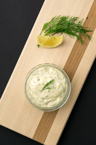 istock Overhead view of a tartare sauce dip 492508736