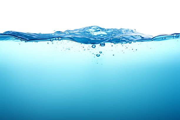 istock Close up blue Water splash with bubbles on white background 492510500