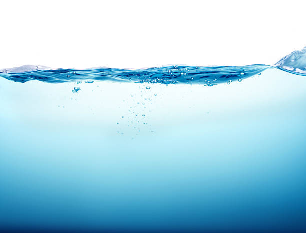 istock Close up blue Water splash with bubbles on white background 492510504