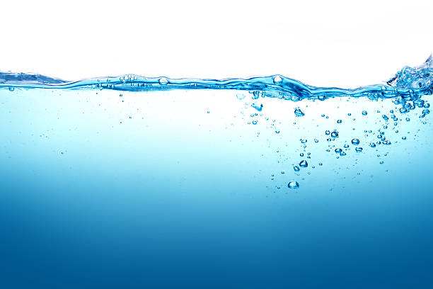 istock Close up blue Water splash with bubbles on white background 492510816