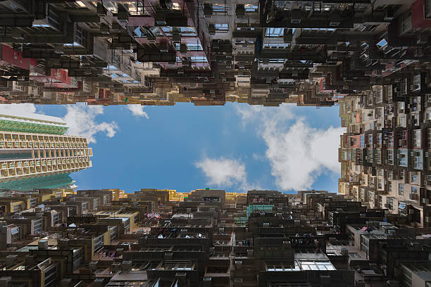 istock Skyscrapers from ground view with blue sky 492511318