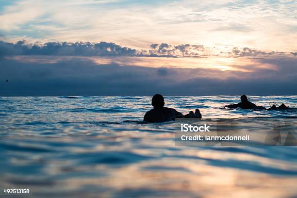 Sunset Surf Stock Photo - Download Image Now - Surfing, California, Paddling