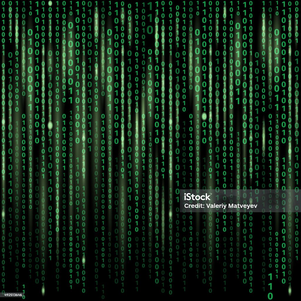 Stream Of Binary Code On Screen Abstract Vector Background Stock ...