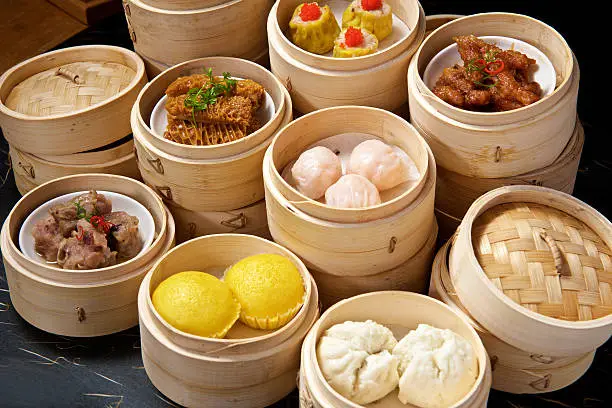 Chinese Yumcha Dimsum Set in bamboo container