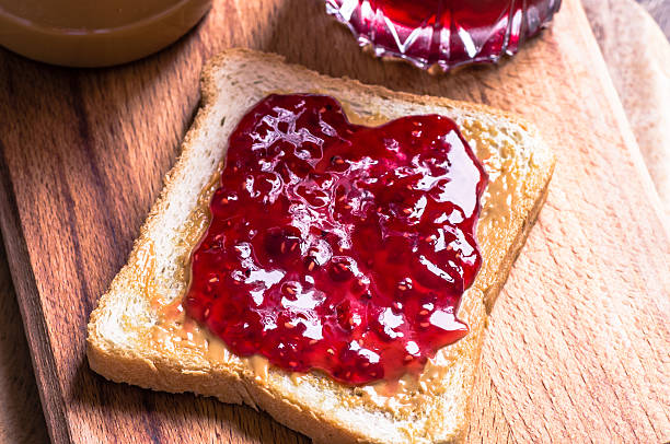 istock Toast sandwich with peanut butter and raspberry jam 492514114