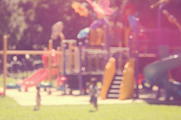 istock Blur children playing playground in nature park abstract background. 492514952