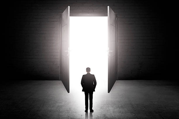 istock Business man going to the open door 492515968