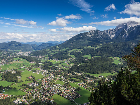View from the mountains on Berchtesgaden and Schönau at Königsee