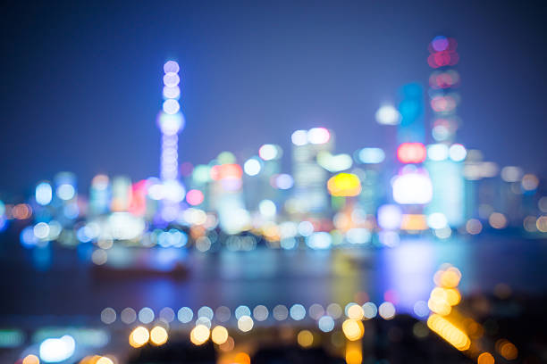 istock Defocused View of Downtown Shanghai at Night 492520290