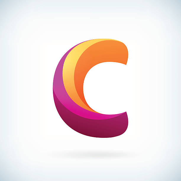 Modern twisted letter c vector art illustration