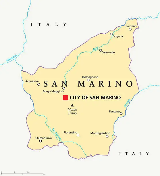 Vector illustration of San Marino Political Map