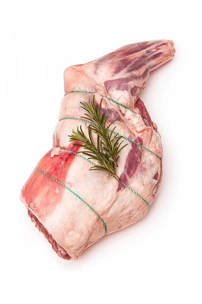istock Leg of lamb isolated on a white studio background. 492526993